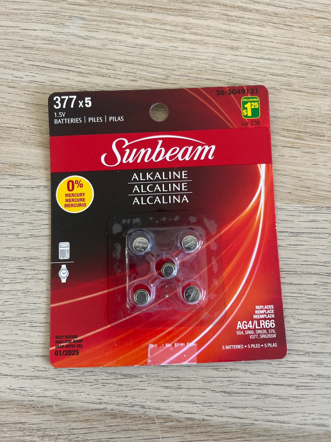 Sunbeam 377 x5 Alkaline Batteries - New