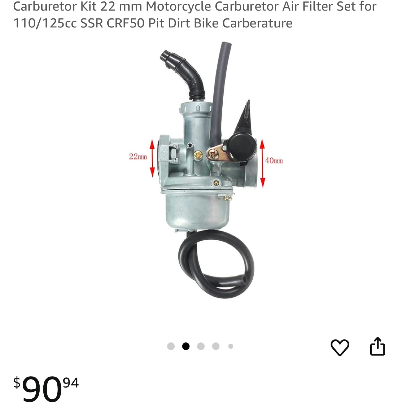 22mm Motorcycle Carburetor Air Filter Set - photo 2