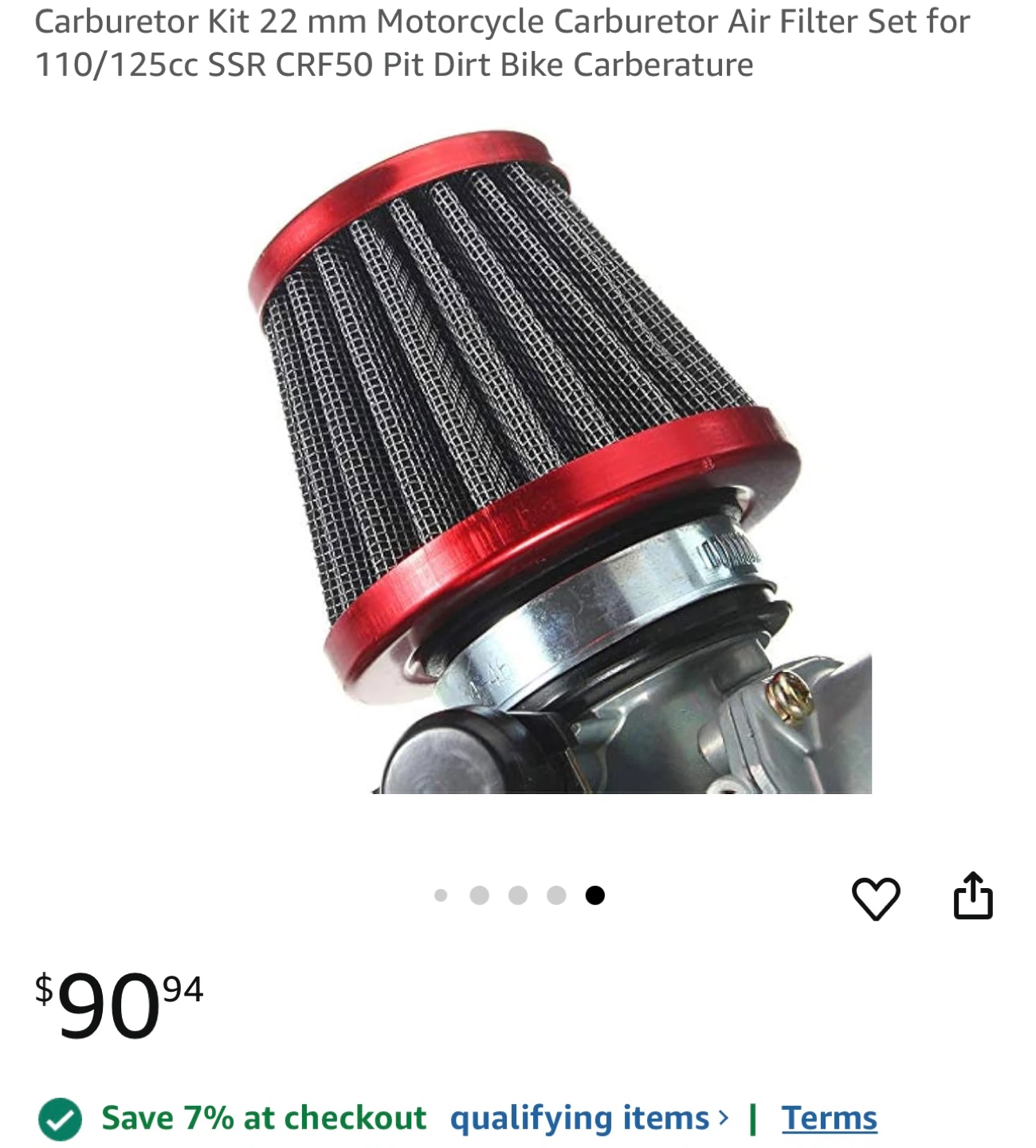 22mm Motorcycle Carburetor Air Filter Set - photo 4