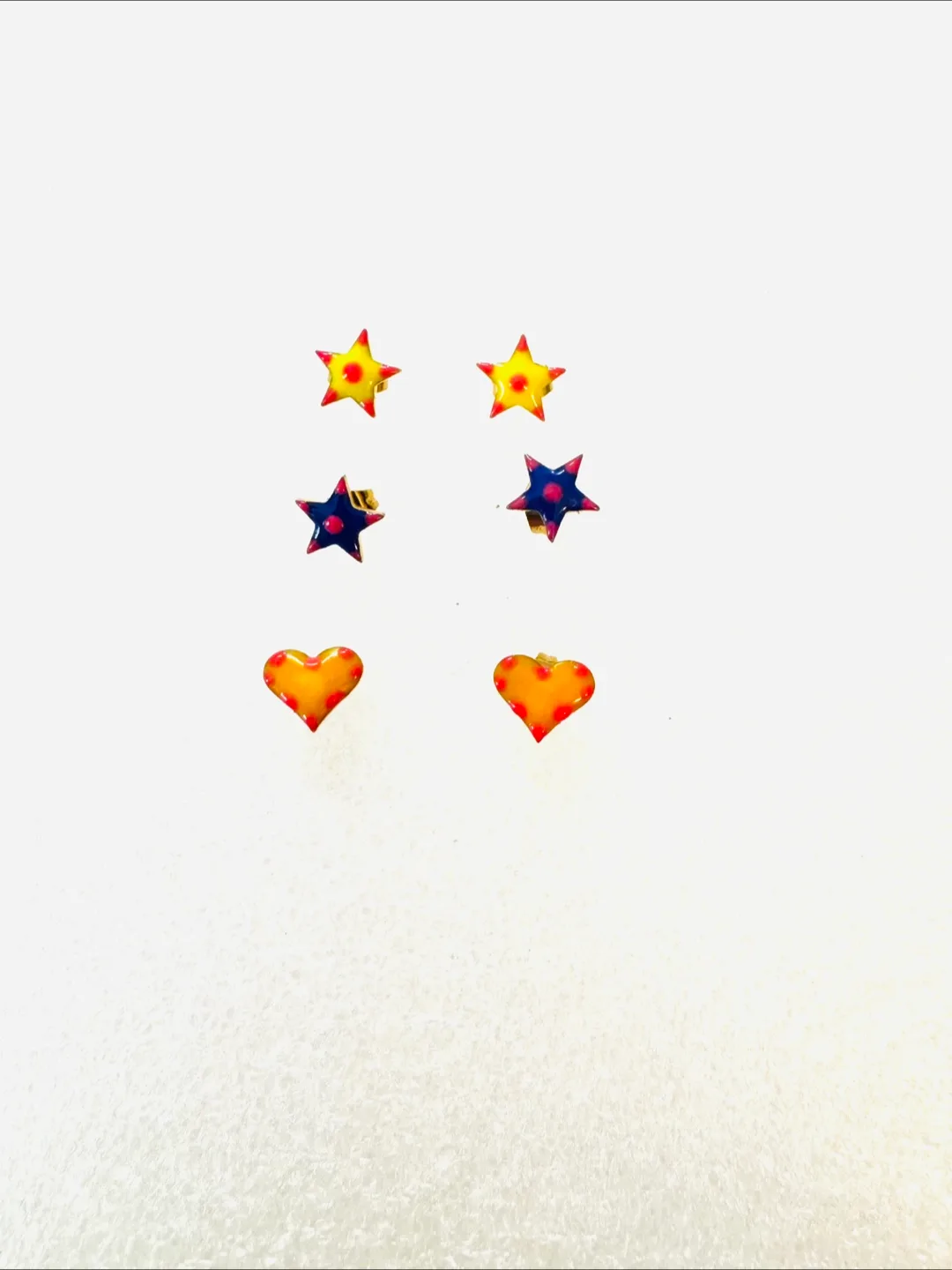 Handmade UNIQUE Enameled Star & Heart Earrings Children/adults image indicator(2)
