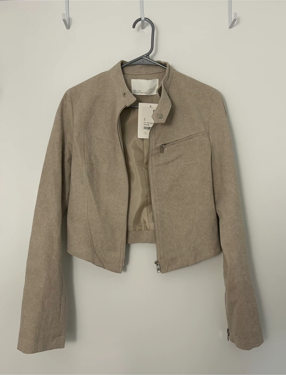 Oak + Fort Cropped Beige Jacket - Size S - photo 2