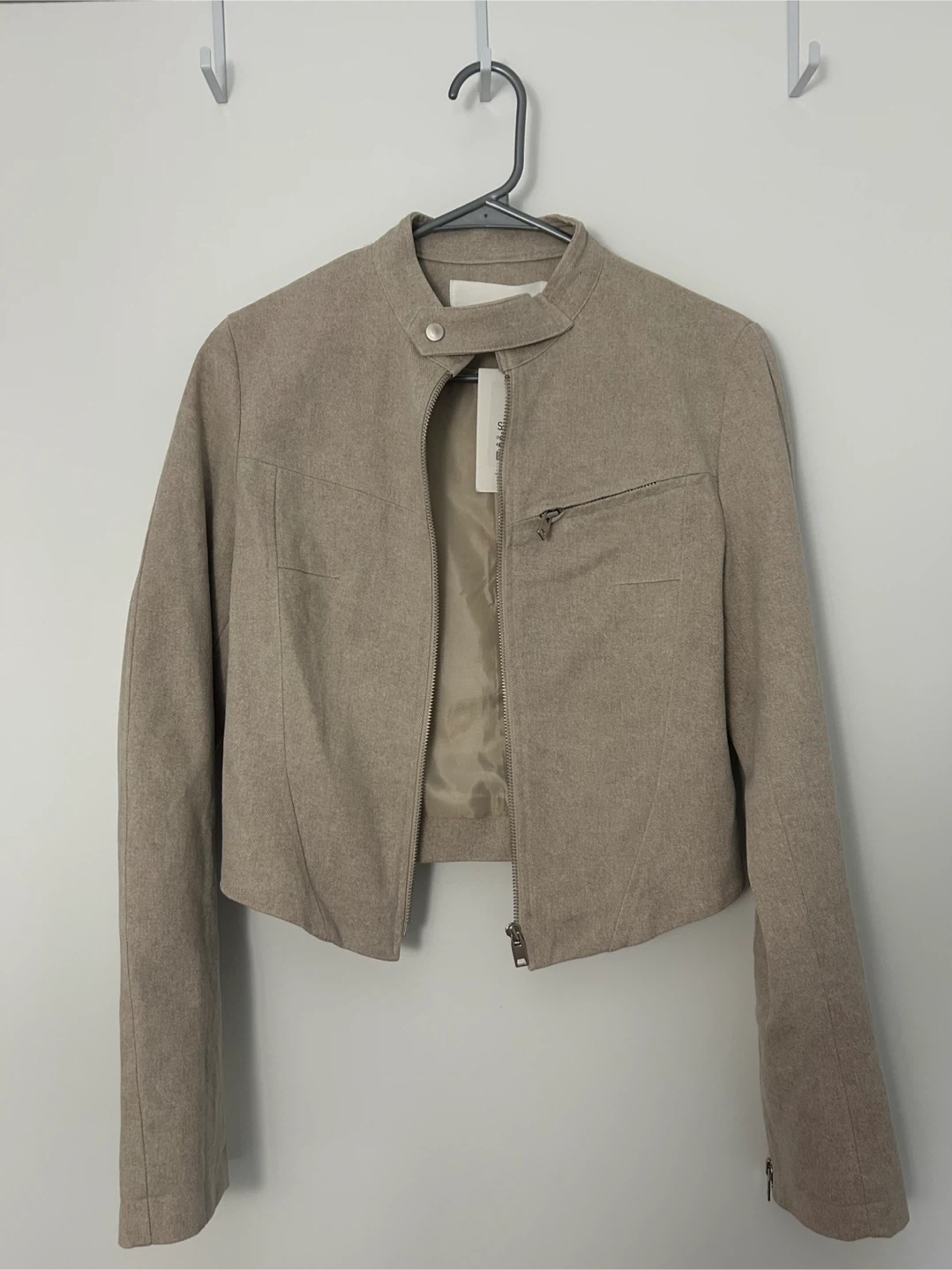 Oak + Fort Cropped Beige Jacket - Size S