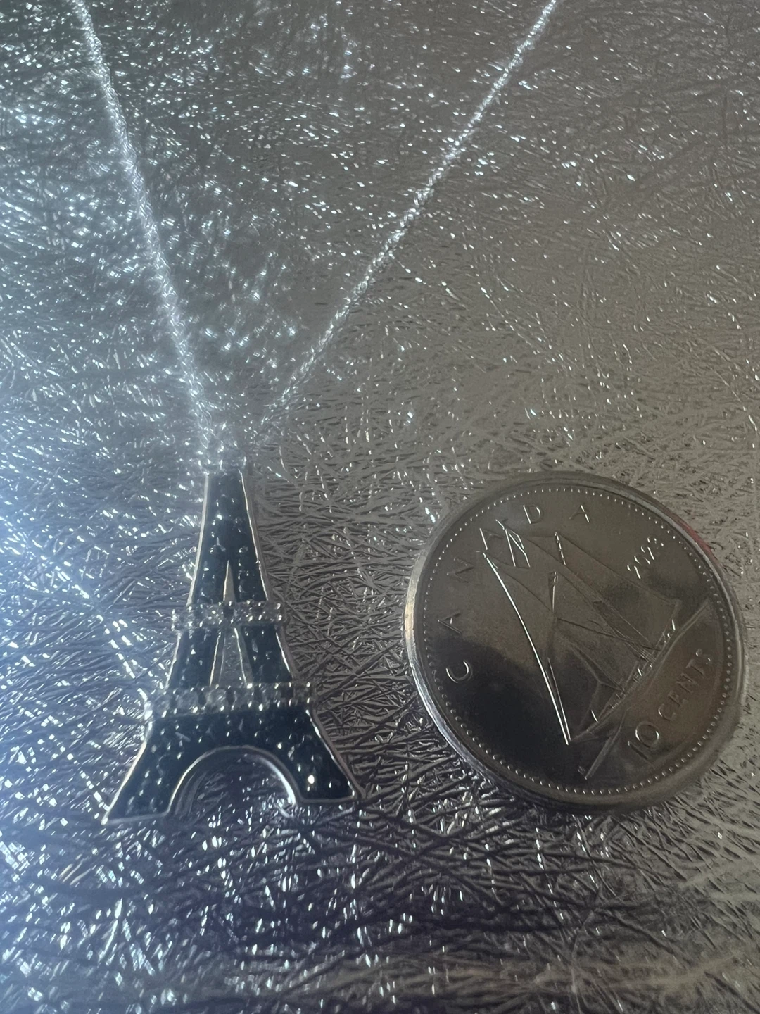 10 k Eiffel Tower Pendant with black and white diamonds Necklace - photo 2