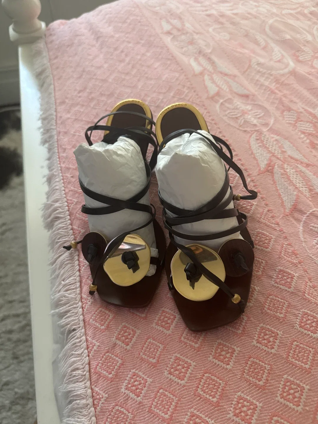 BY FAR Brown Leather Strappy Sandals image indicator(2)