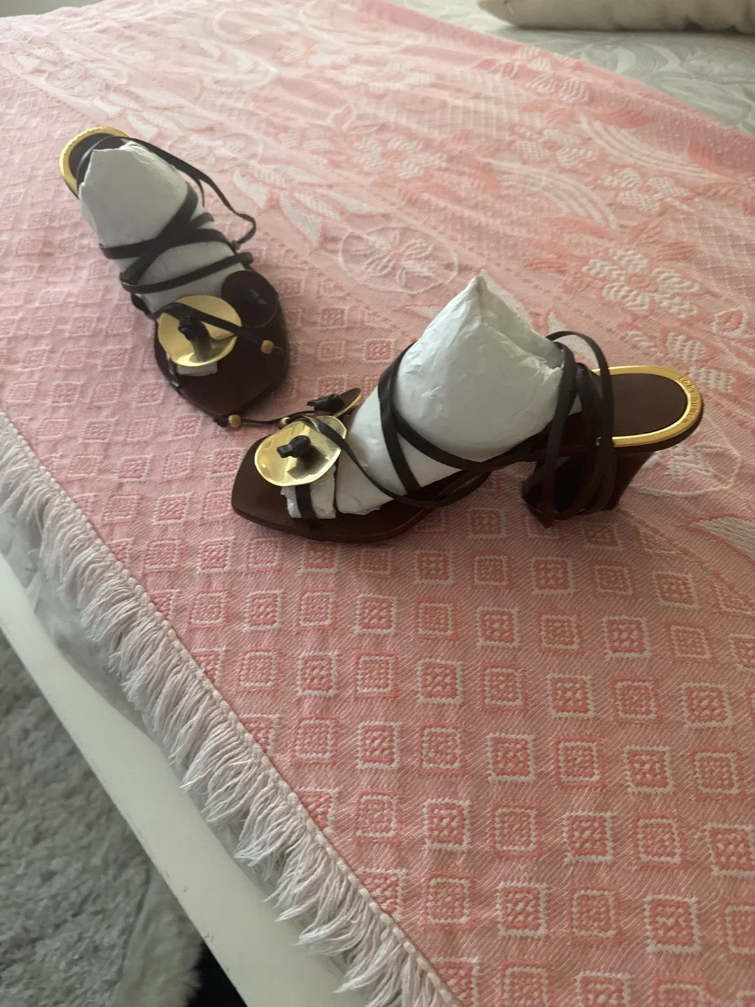 BY FAR Brown Leather Strappy Sandals image indicator(3)