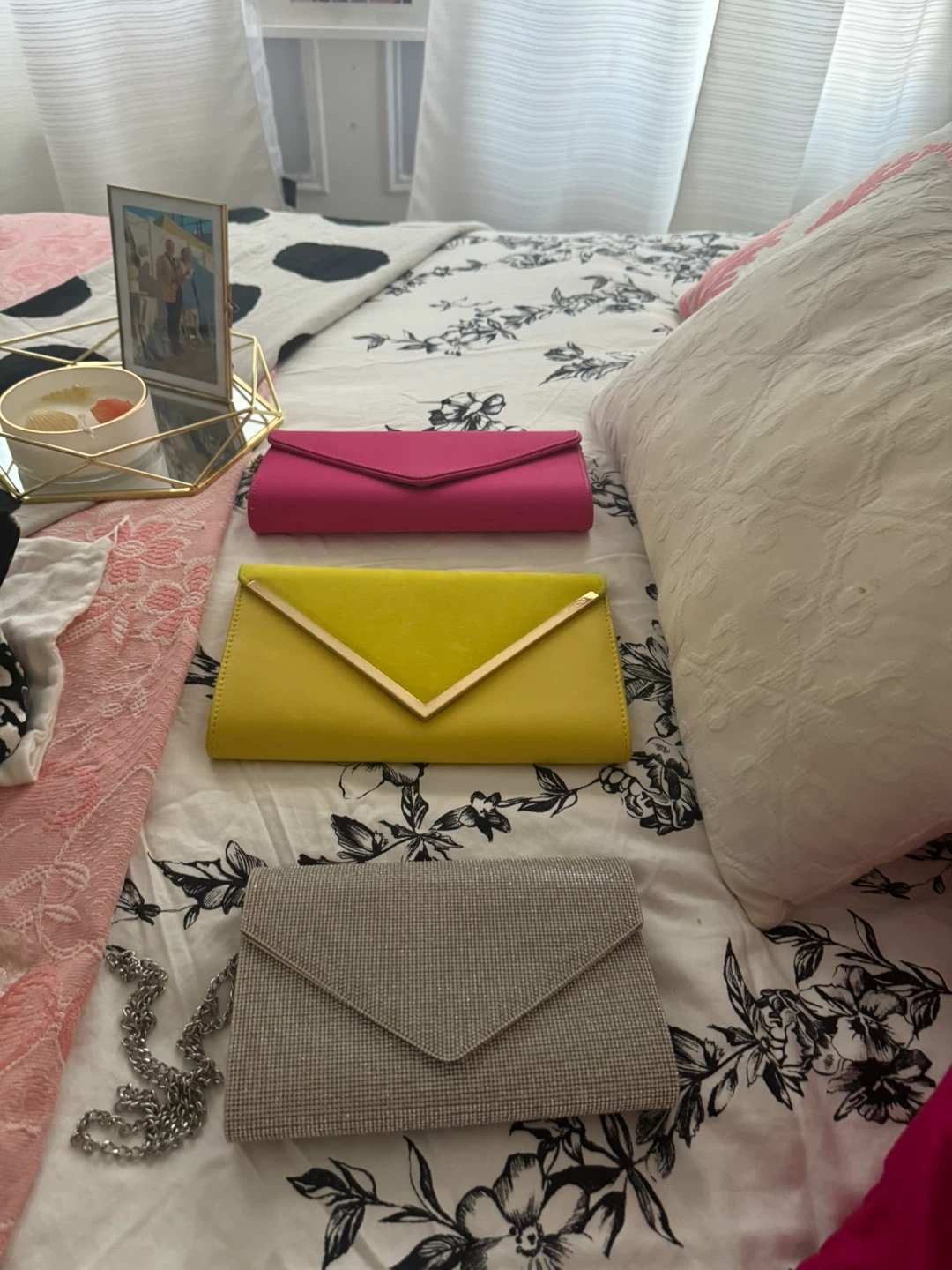 Clutch Purses - Pink, Yellow, Silver