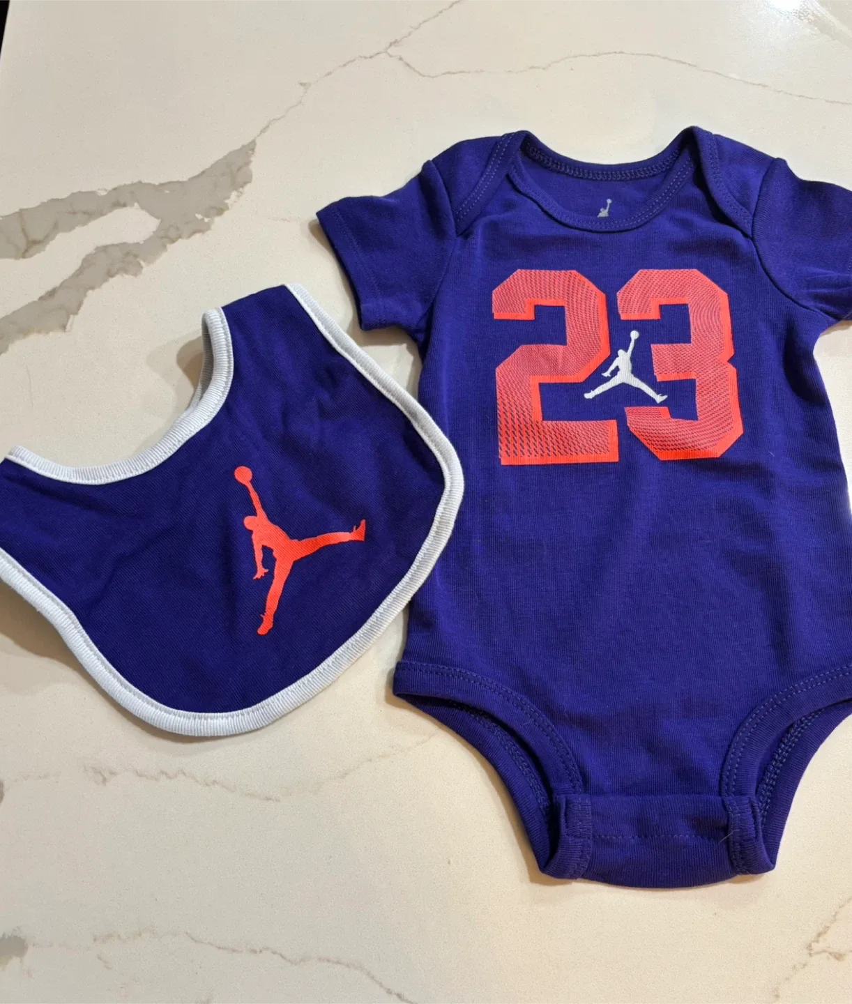 NEW Jordan Baby Bodysuit with Bib - 0-6 Months