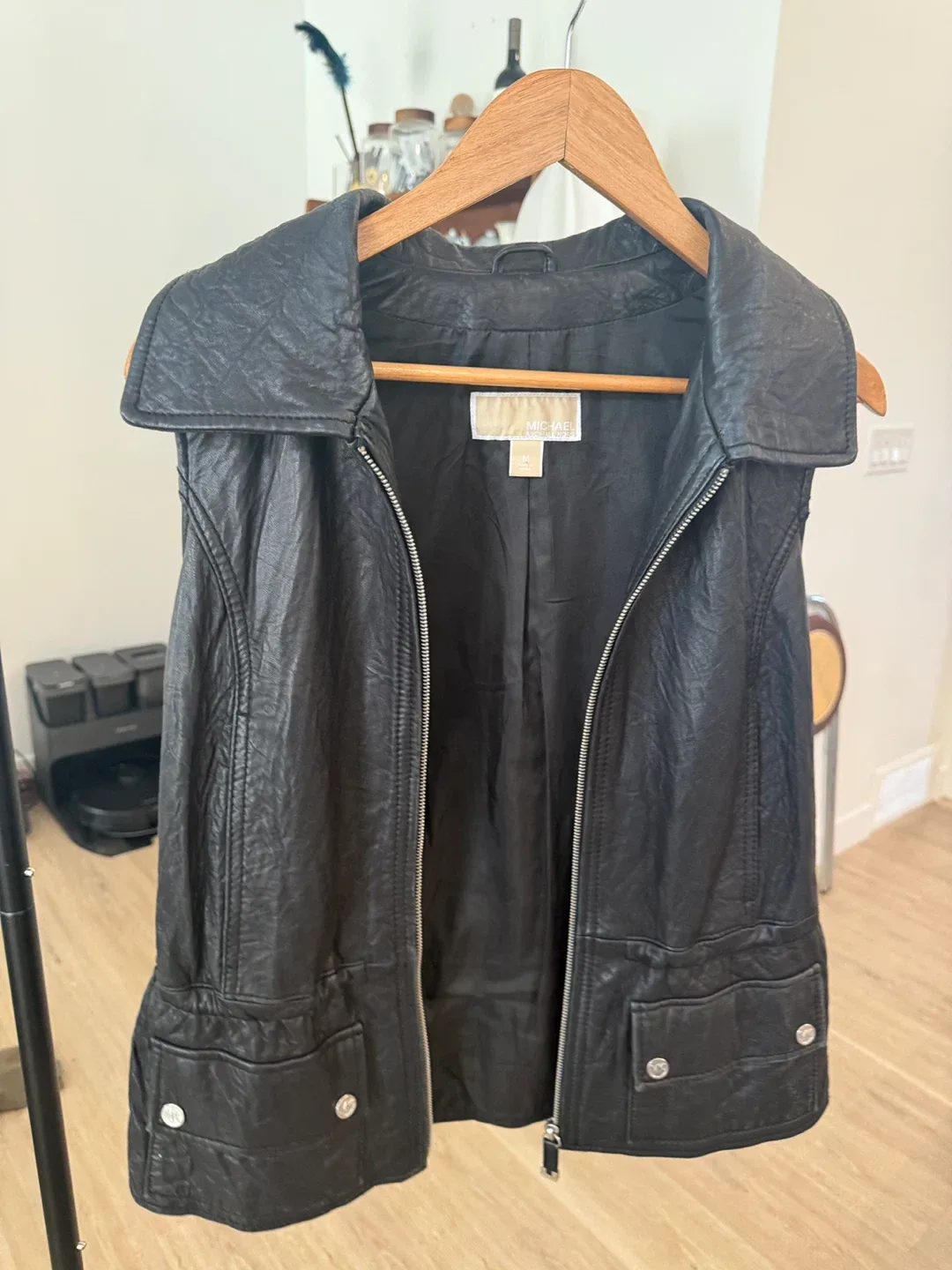 Michael Kors Black Leather Vest - Size M thumbnail