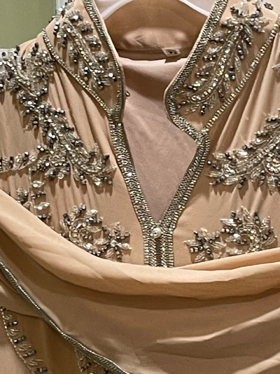 Beige Embellished Gala Dress