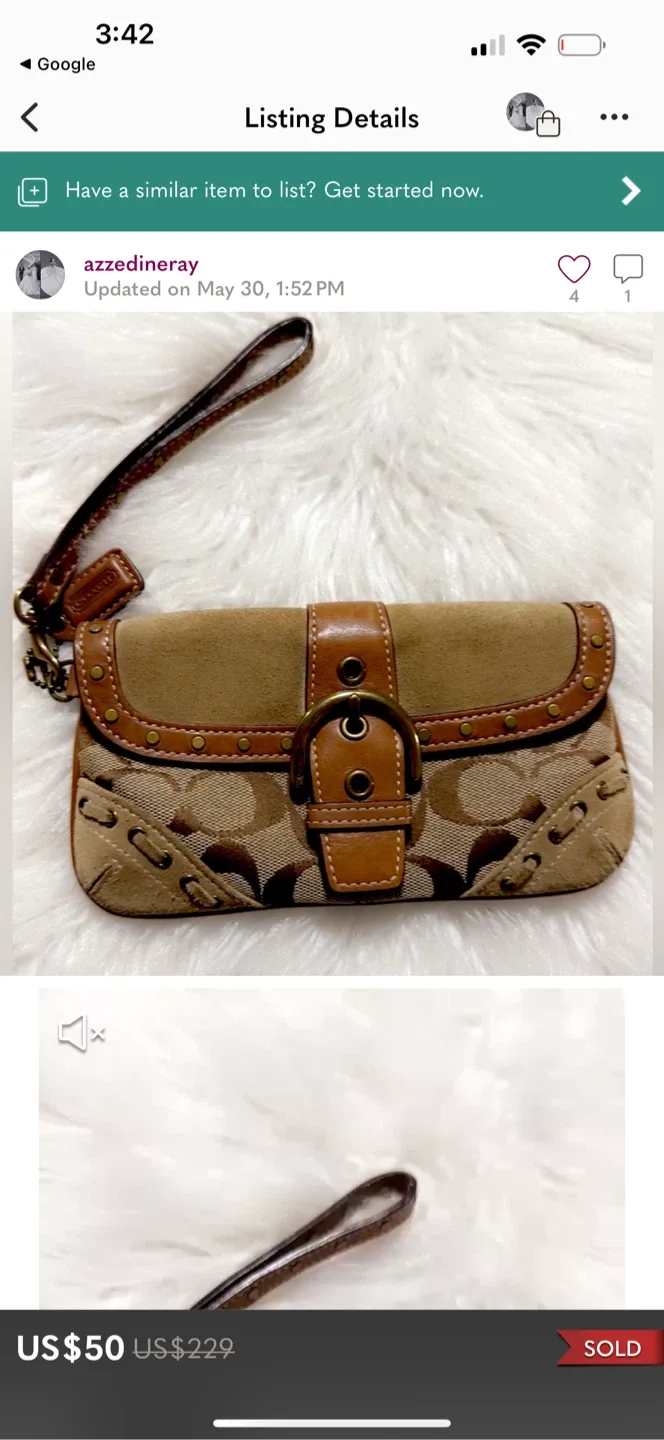 Coach Wristlet Brown Suede image indicator(2)