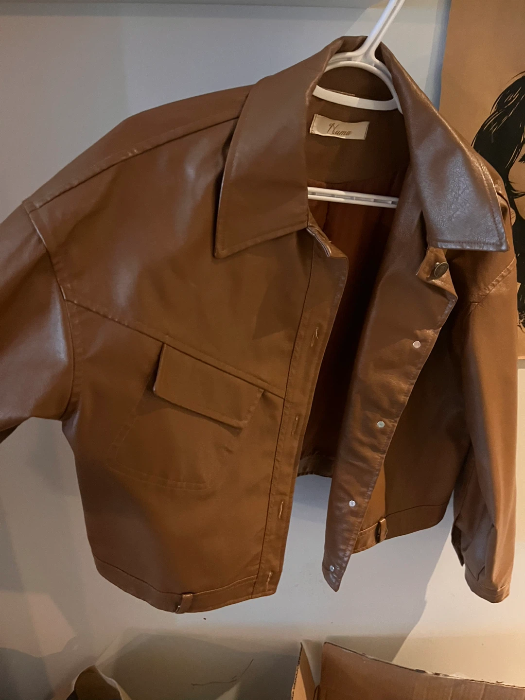 Brown Faux Leather Jacket - photo 2