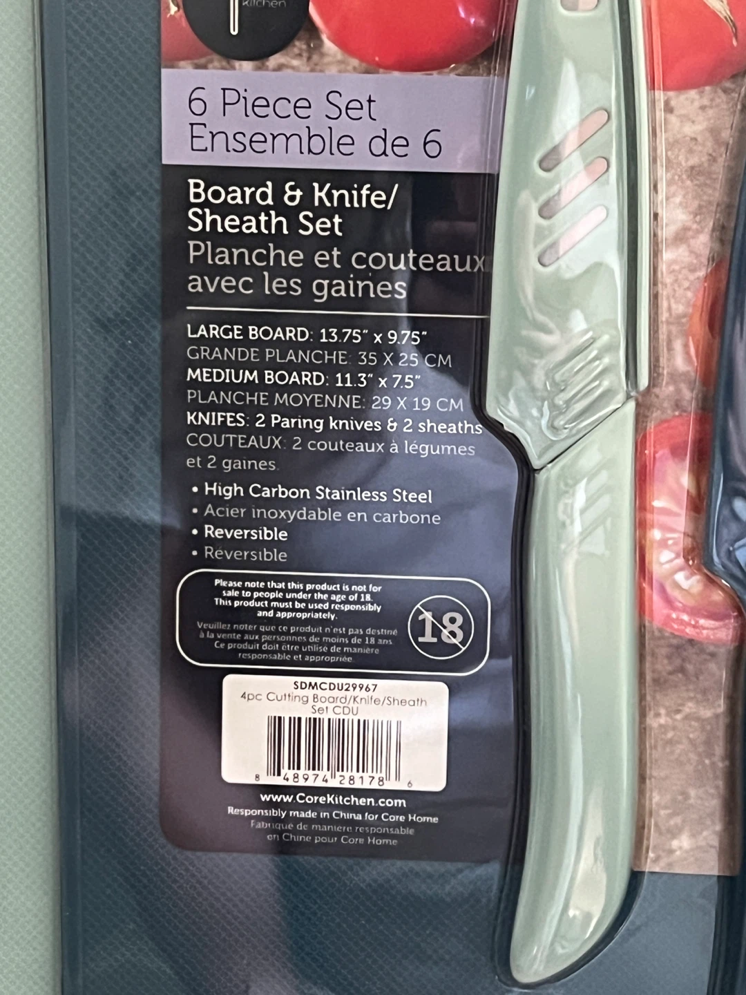Core Kitchen 6-Piece Cutting Board & Knife Set (New) - photo 3