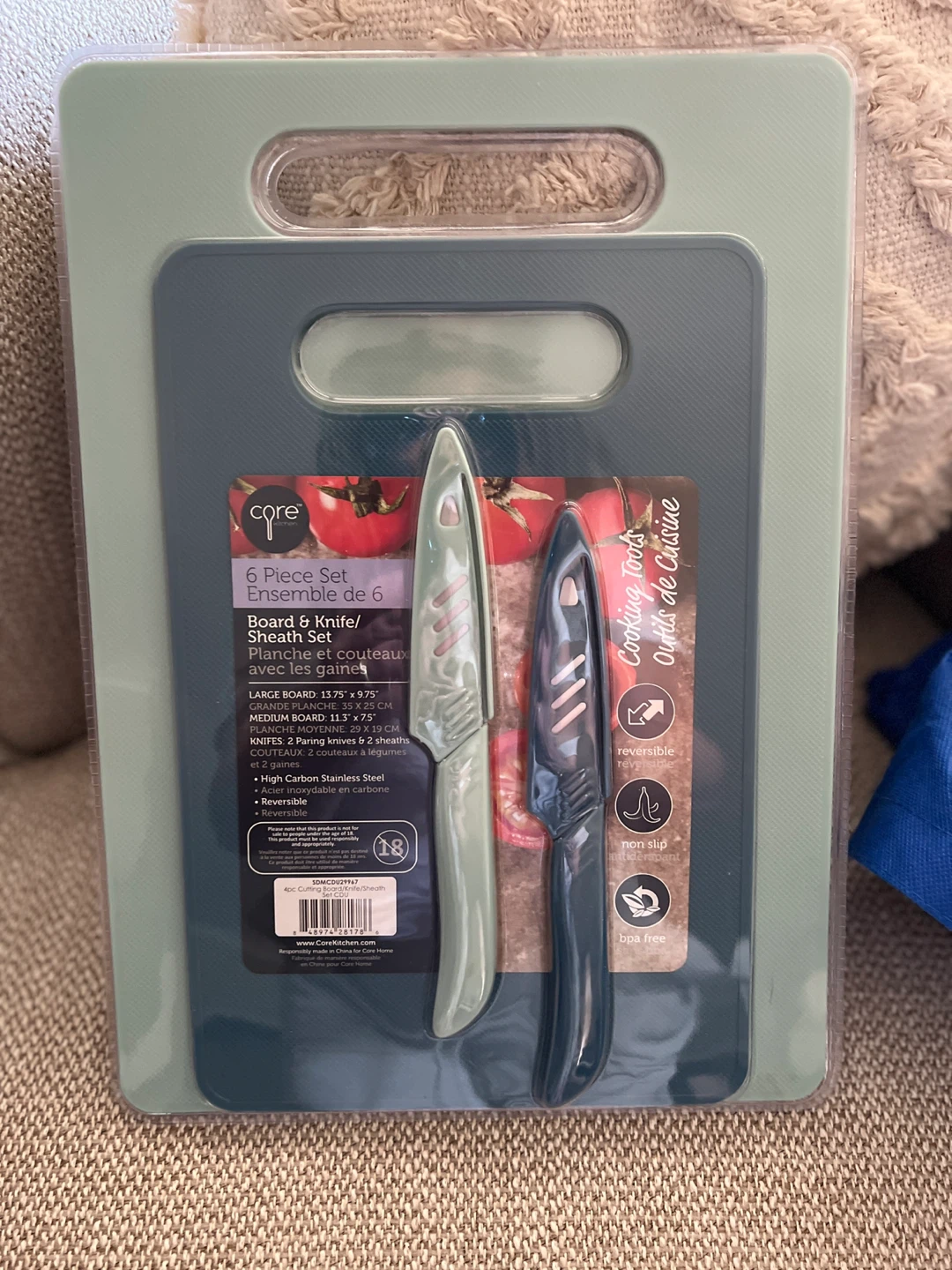 Core Kitchen 6-Piece Cutting Board & Knife Set (New)