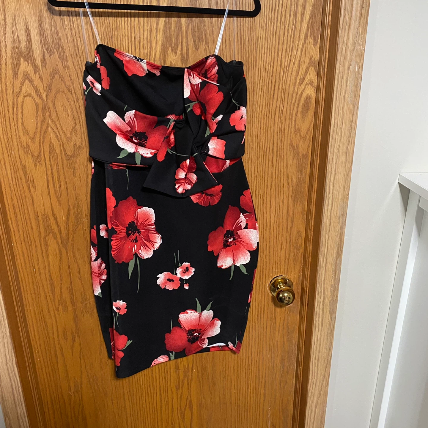 Plus size floral strapless mini dress