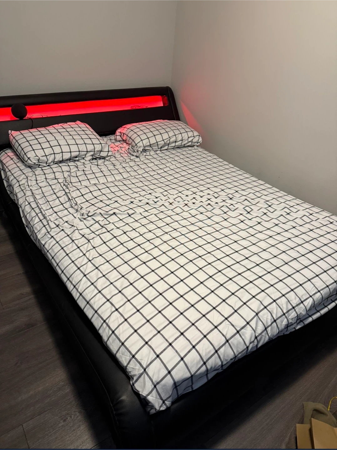Full Size Black Platform Bed with LED Lighting - photo 3