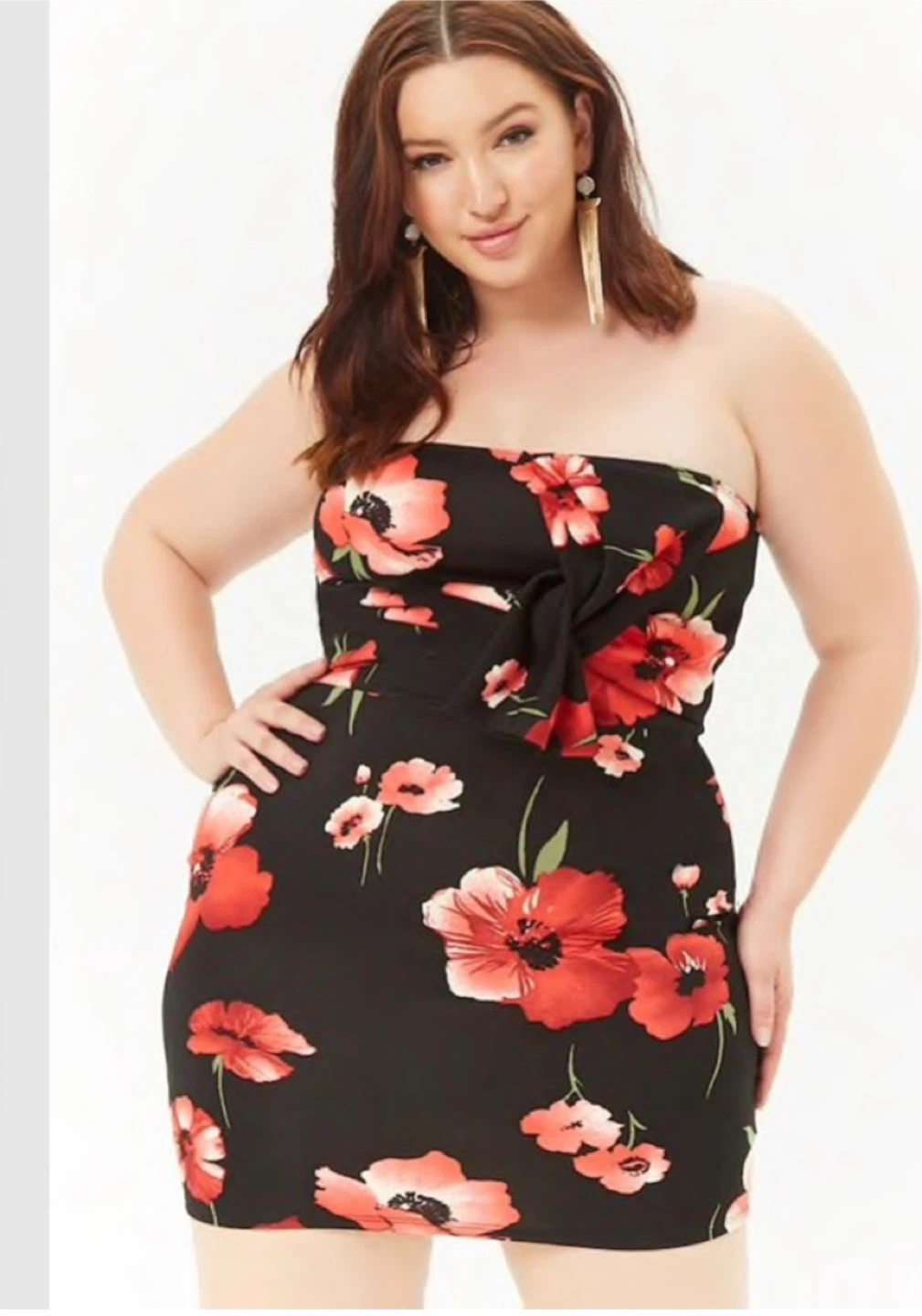 Plus size floral strapless mini dress - photo 2