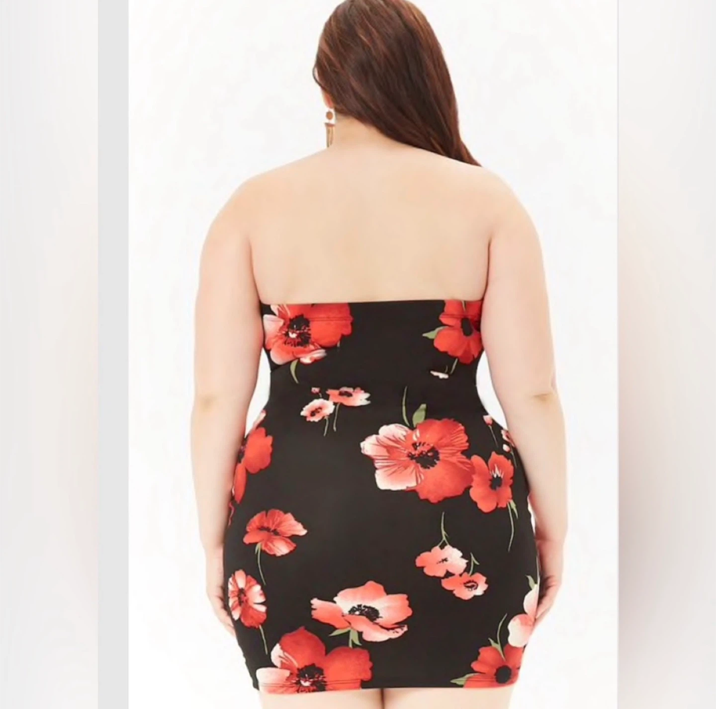 Plus size floral strapless mini dress - photo 3