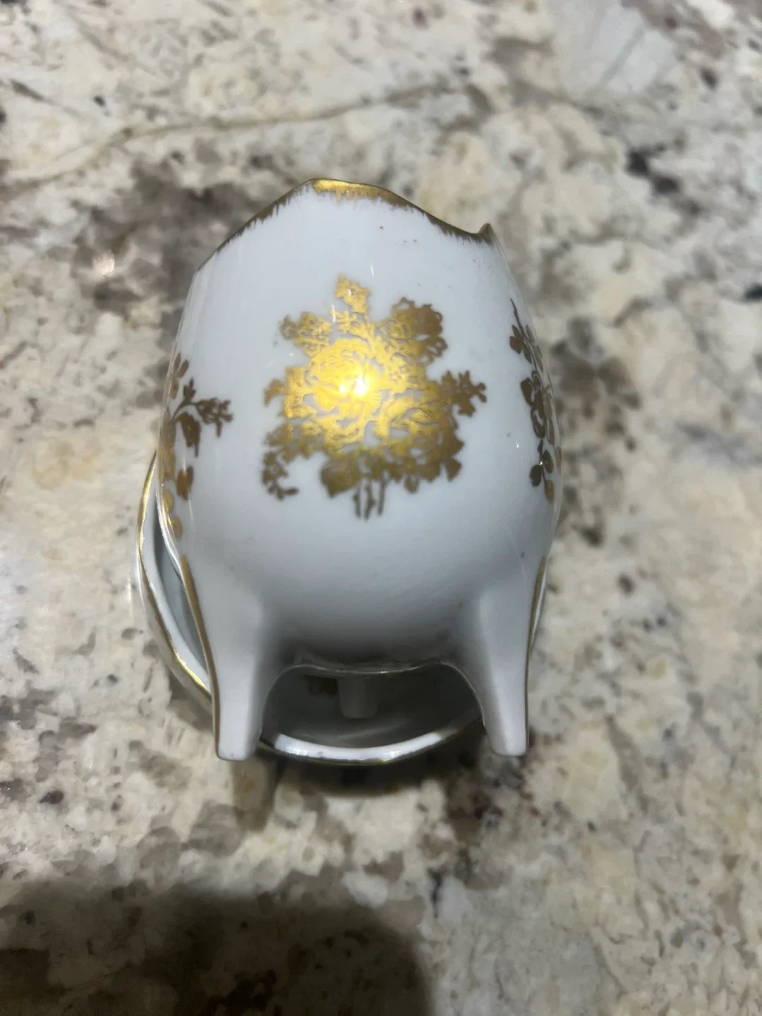 Vintage Egg Cup with Saucer, White & Gold image indicator(2)