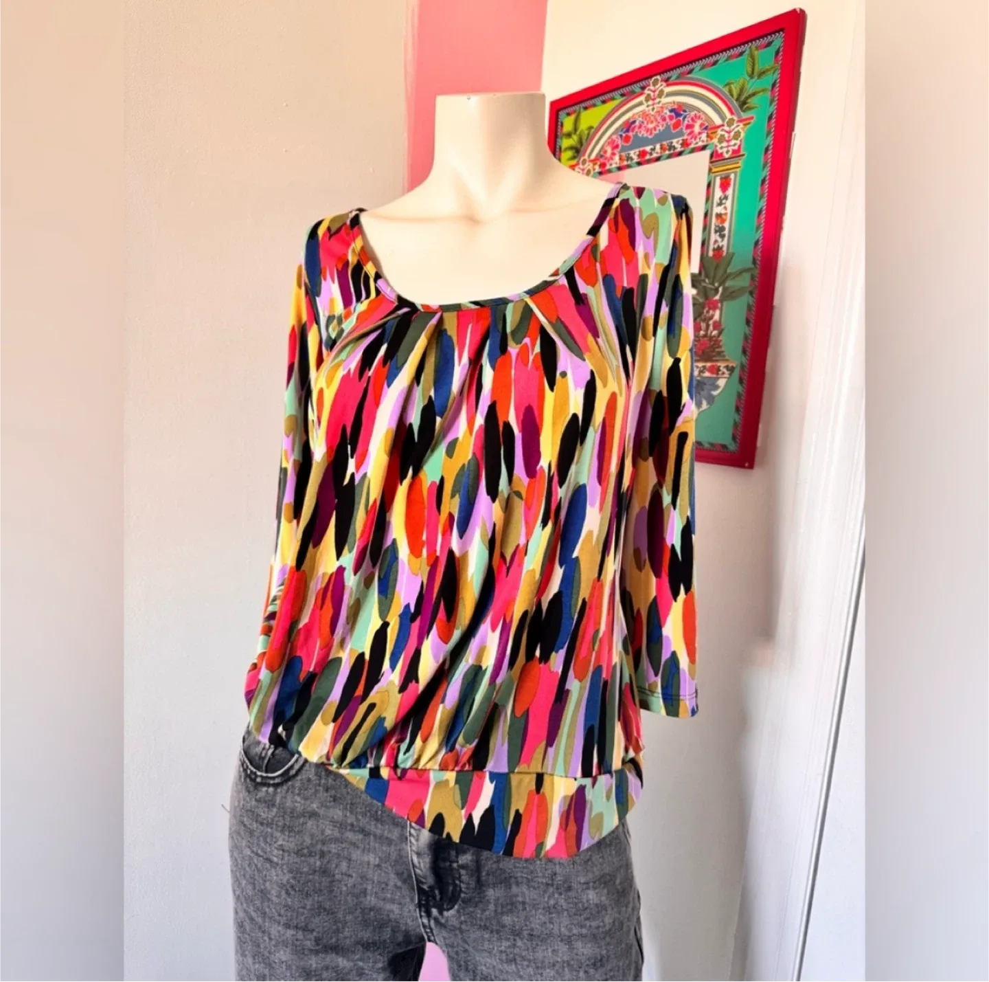 Metrosyle rainbow abstract print blouse thumbnail