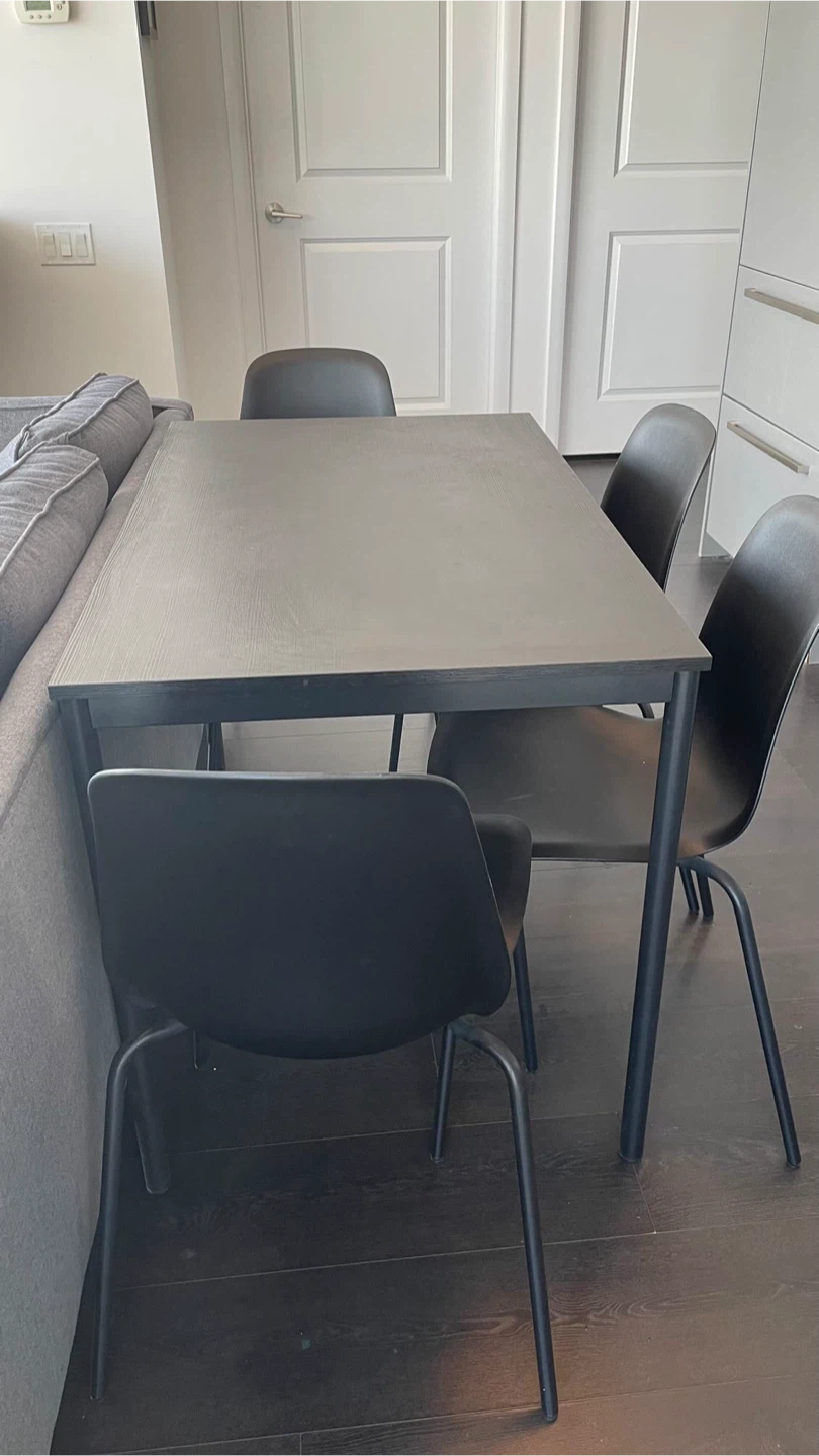 Dining Table with 4 Black Chairs