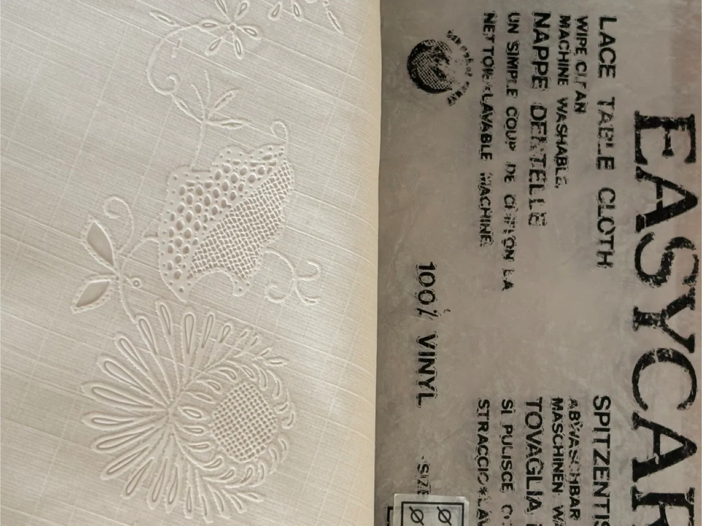 Vinyl Lace Table Cloth 72" Round, machine washable image indicator(4)