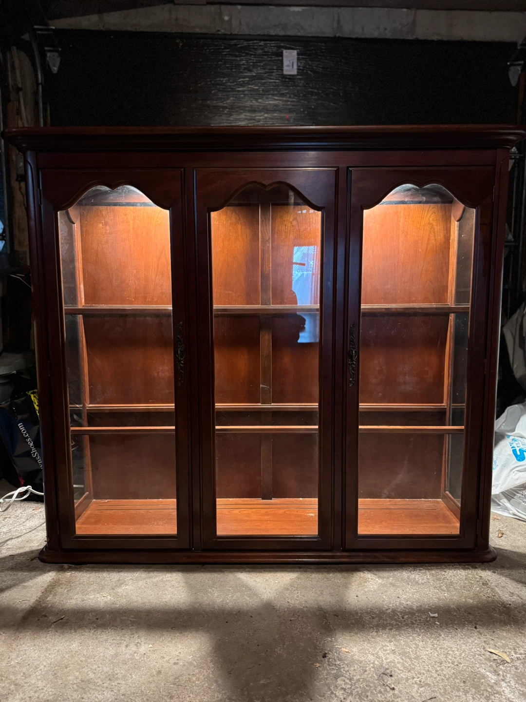 Vintage Lighted Display Cabinet - Solid Wood and Glass - photo 2