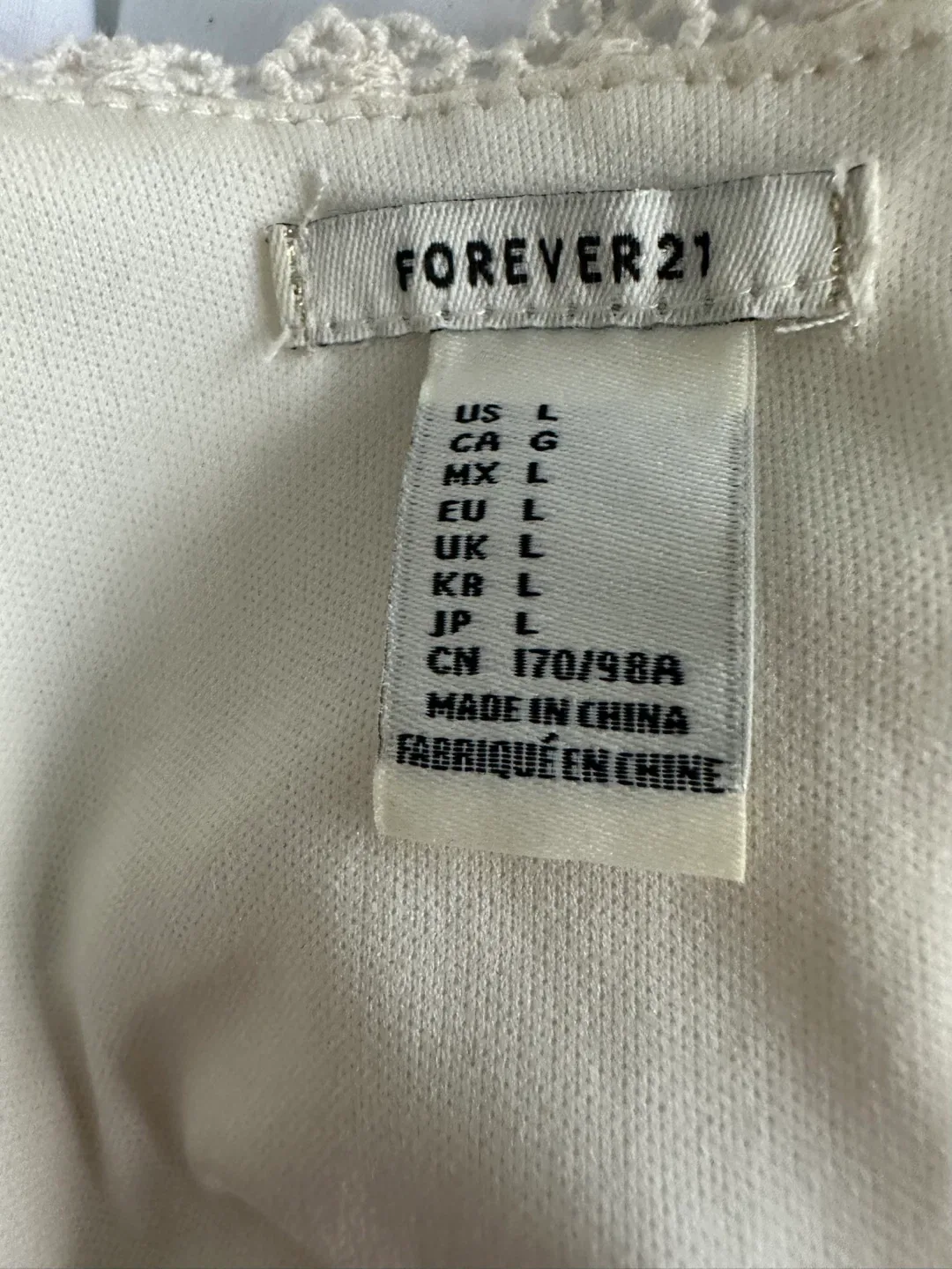 Forever 21 Cream Lace Top - Size L image indicator(4)