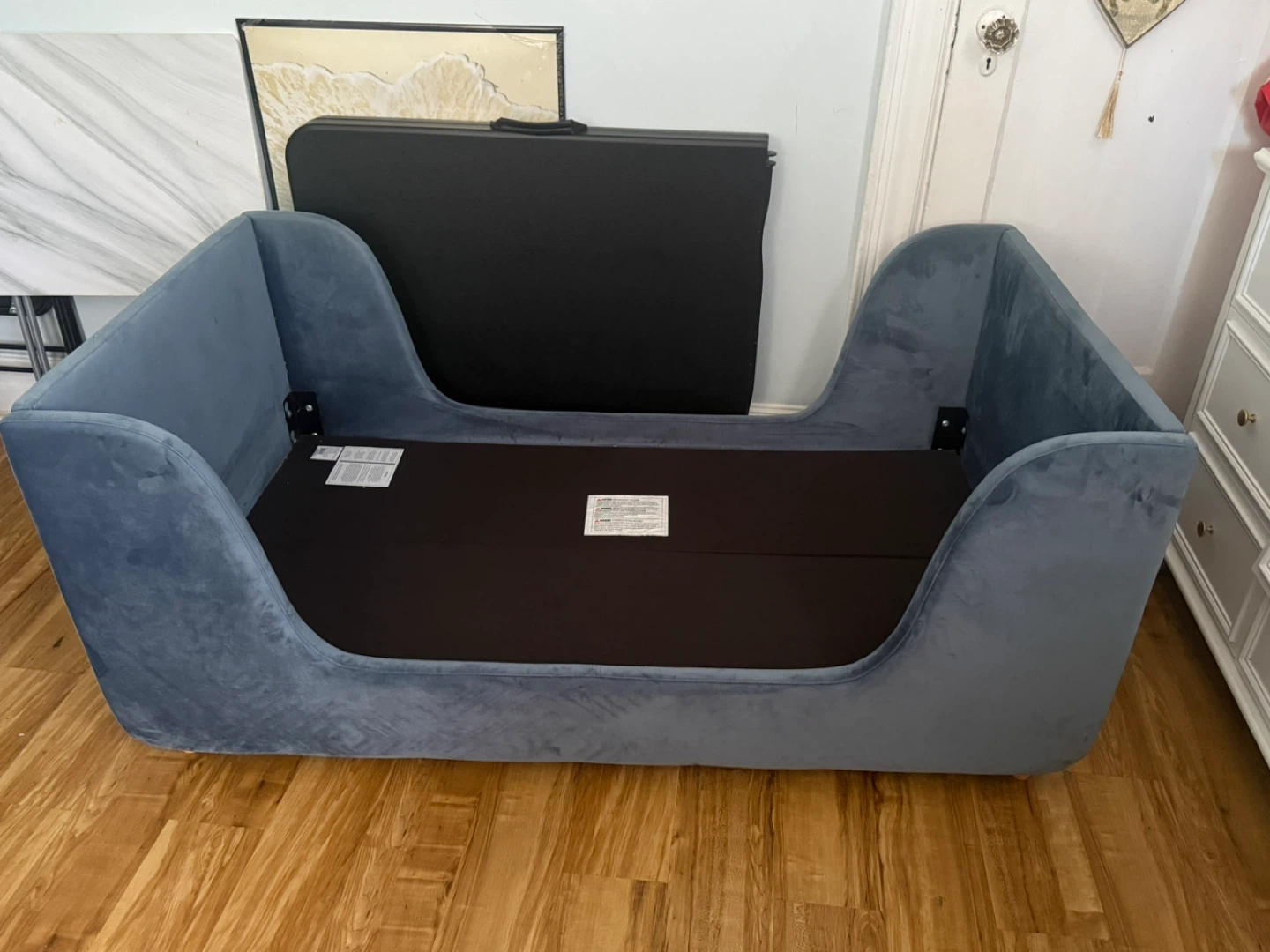 Blue Velvet baby and Toddler Bed with free Mattress! - photo 5