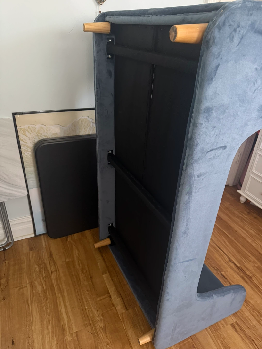 Blue Velvet baby and Toddler Bed with free Mattress! - photo 3