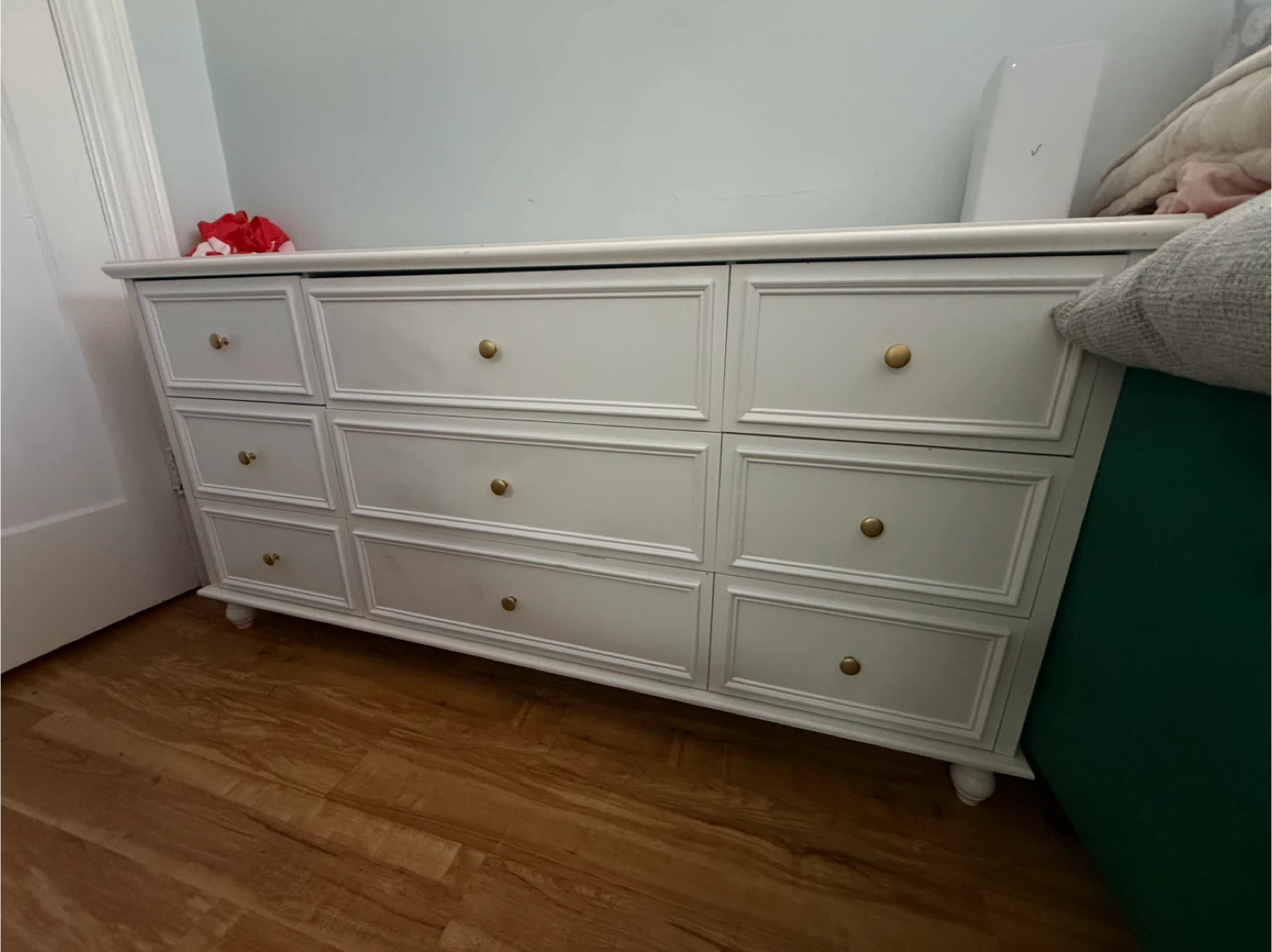 White Felomina 9 Drawer 63” W Solid Wood Chest