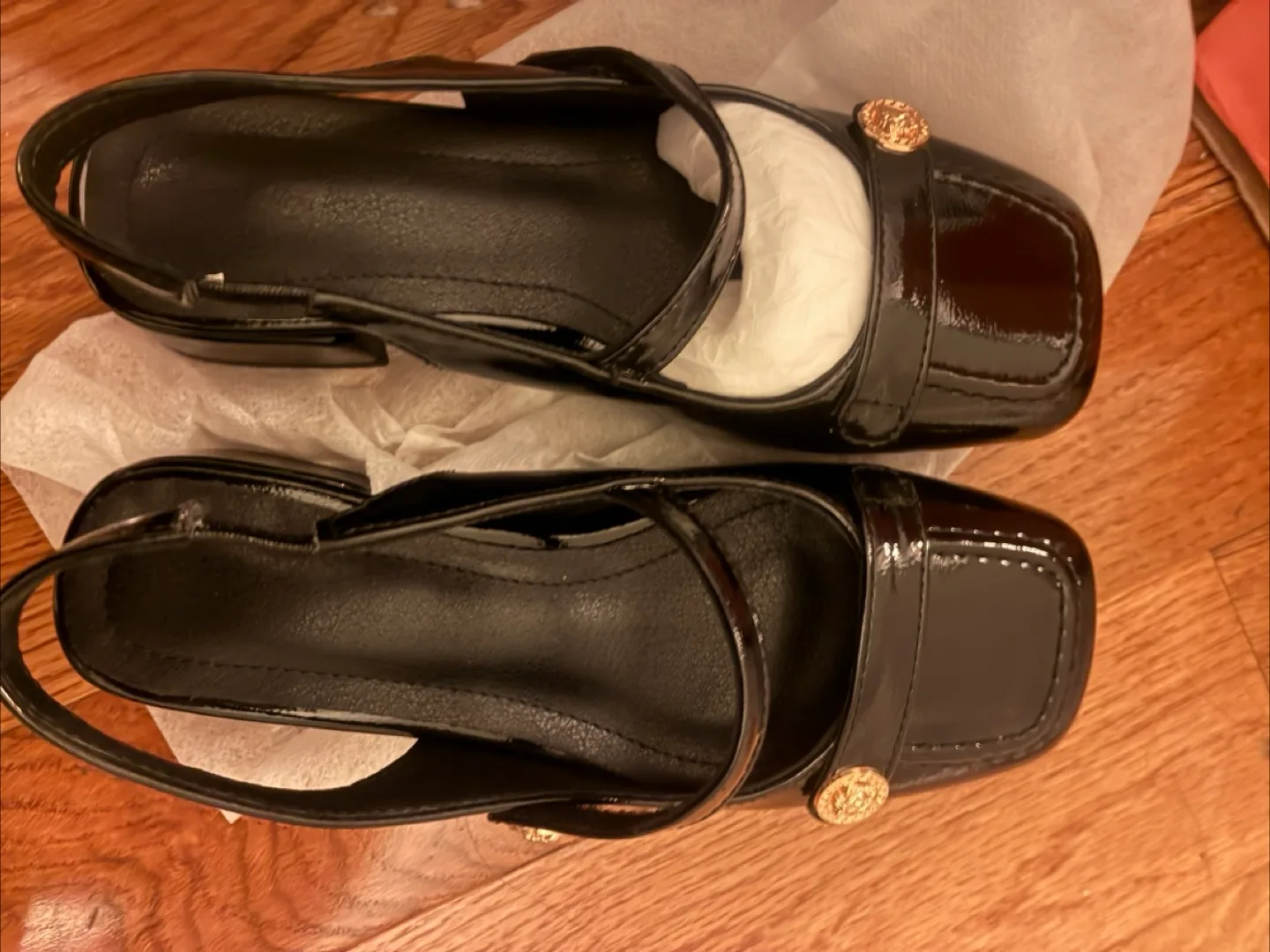 Black Patent Leather Slingback Heels image indicator(2)