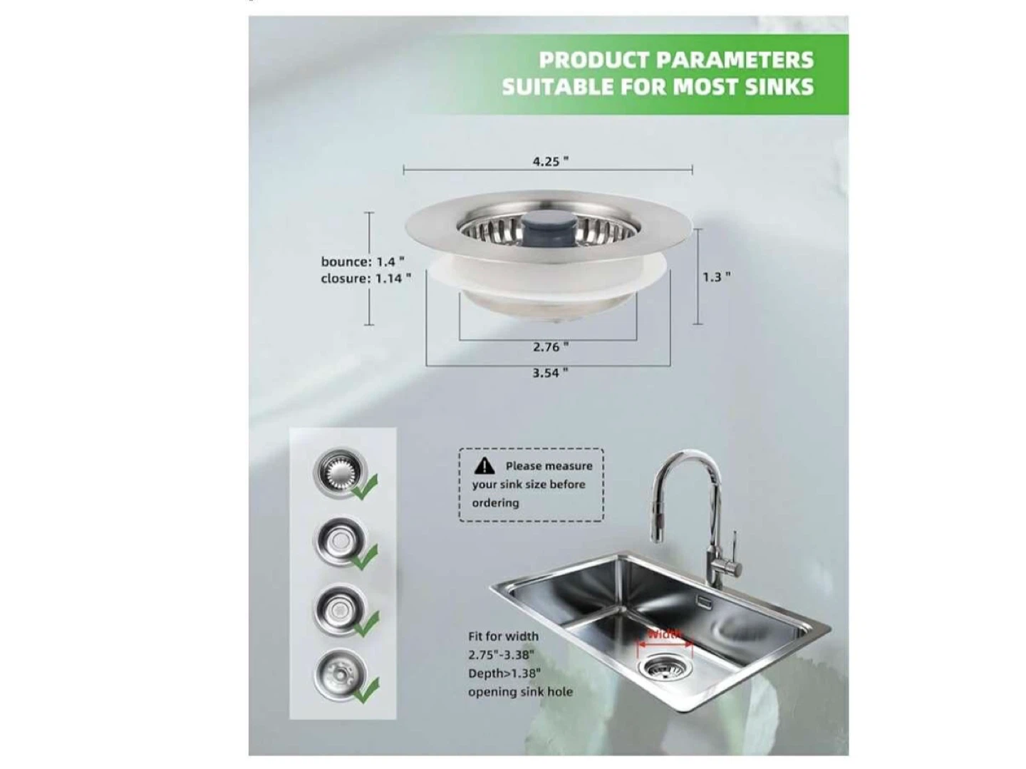 Kitchen Sink Drain Strainer and Stopper Combo - photo 3