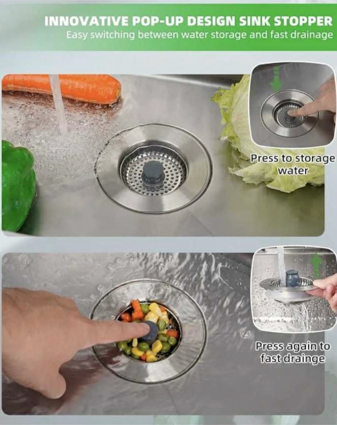 Kitchen Sink Drain Strainer and Stopper Combo - photo 2