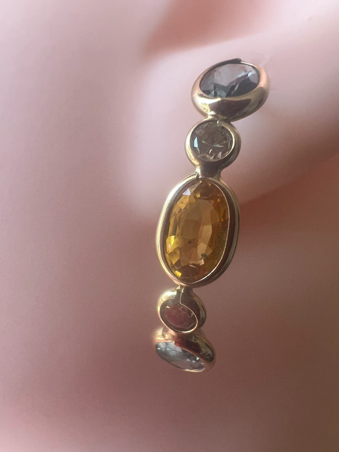 14 k Drop Earrings with Gemstones