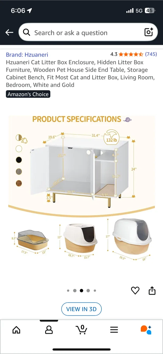 White & Gold Litter Box Enclosure image indicator(2)