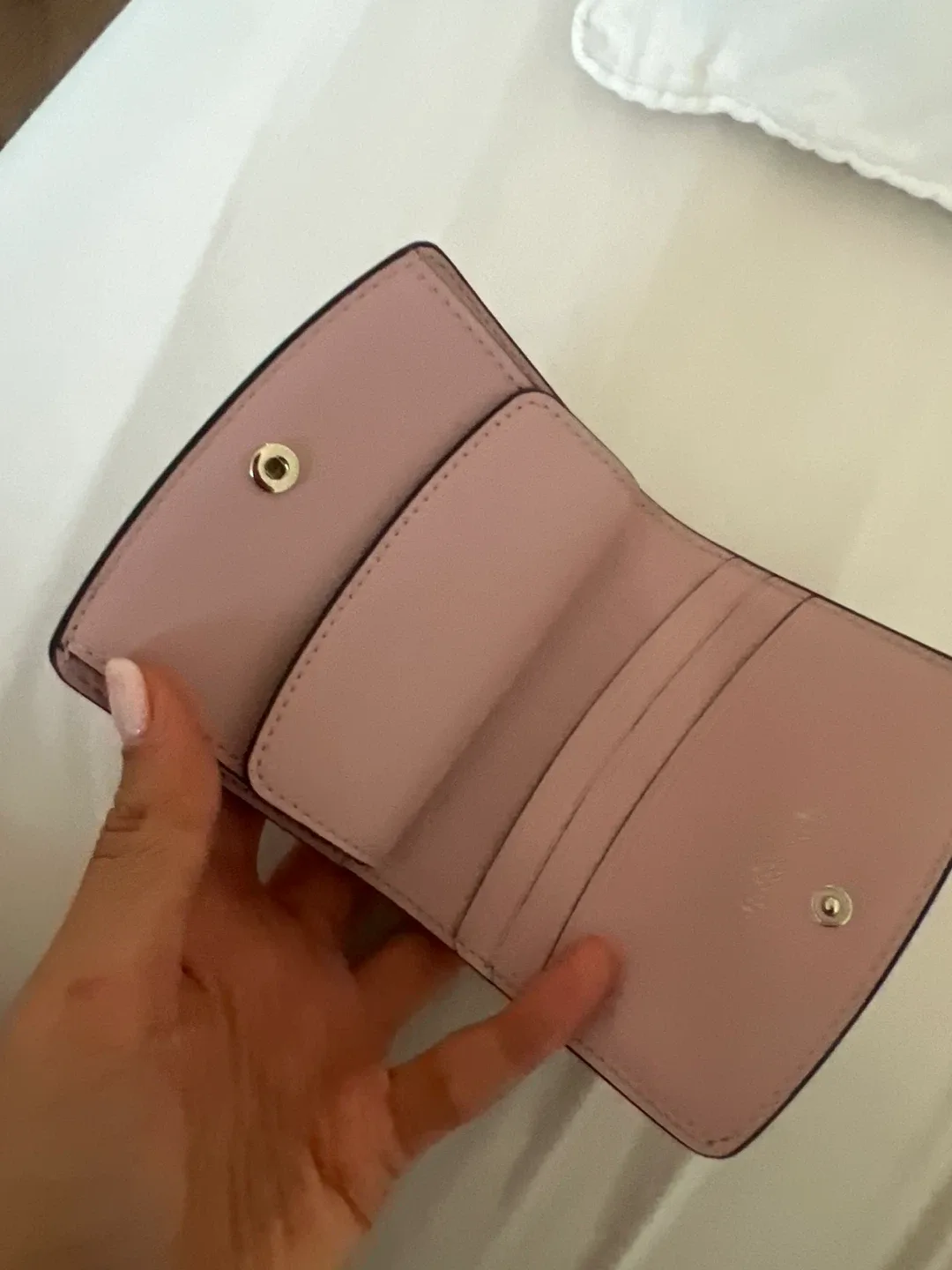 Kate Spade taupe pink snap wallet image indicator(2)