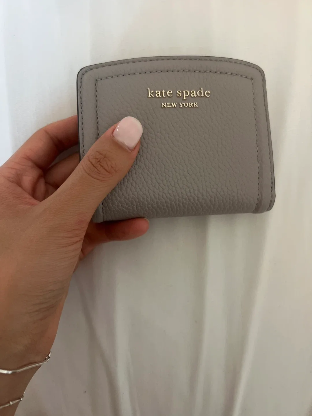 Kate Spade taupe pink snap wallet thumbnail