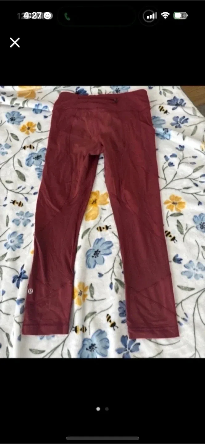 Lululemon Burgundy Crop Leggings thumbnail