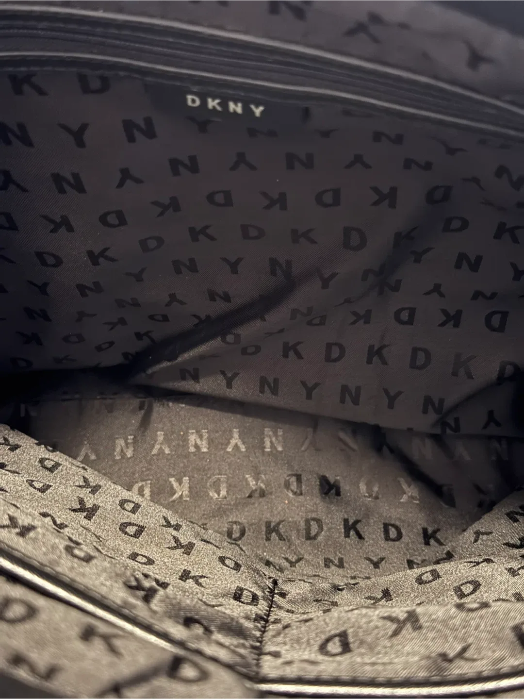 Authentic DKNY Tilly Debossed Logo Black Leather Tote Bag image indicator(4)