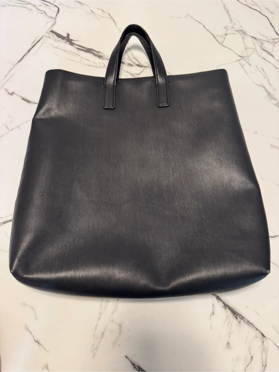 Authentic DKNY Tilly Debossed Logo Black Leather Tote Bag image indicator(2)