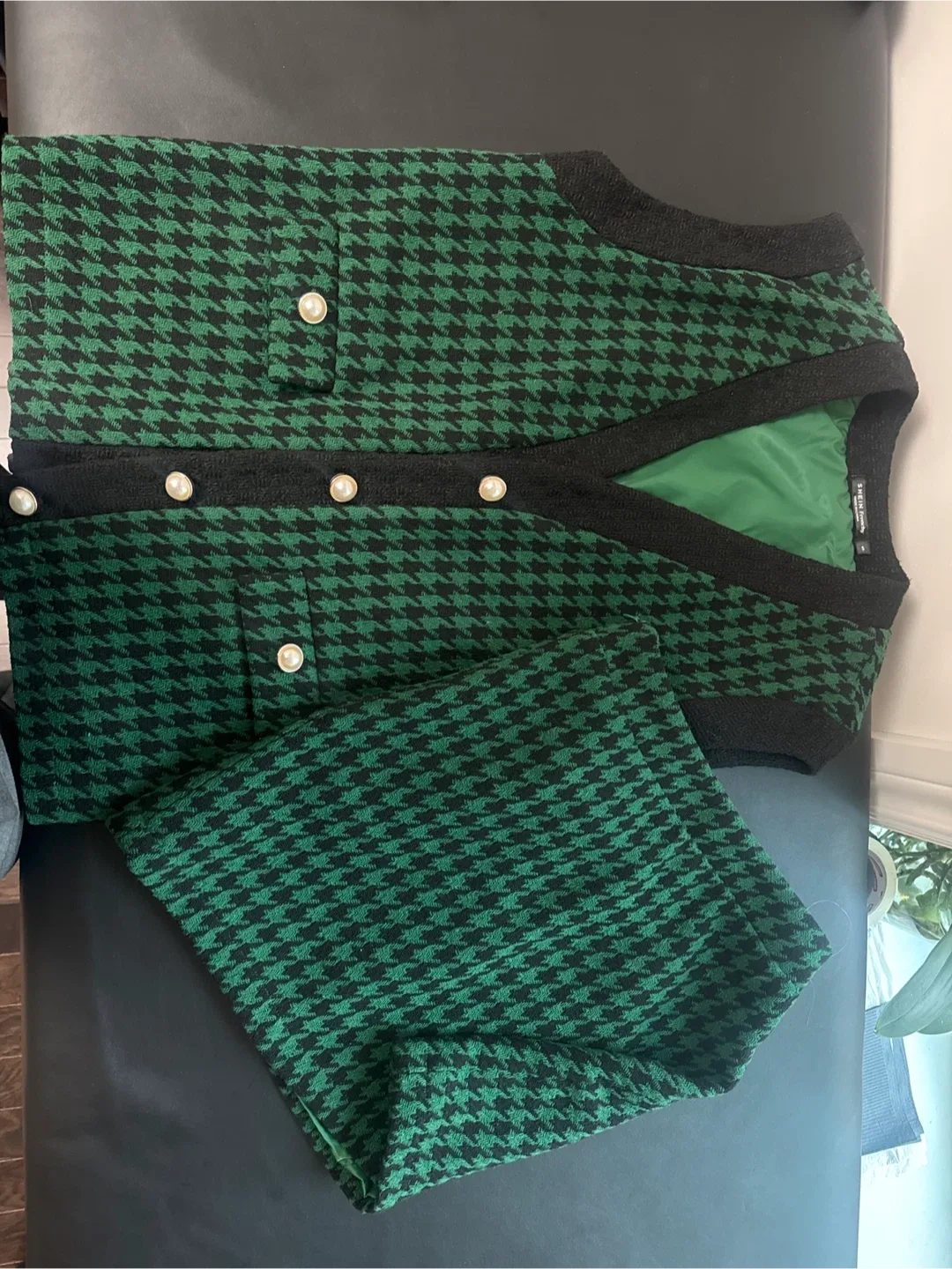 Houndstooth Cardigan & Skirt Set