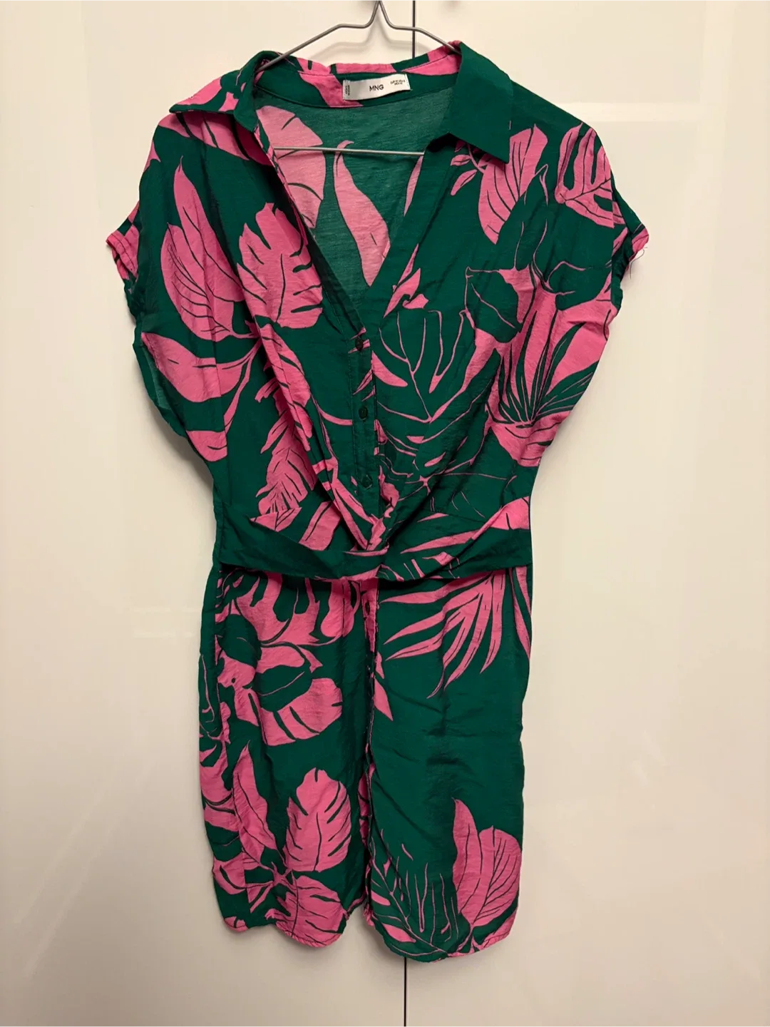 MNG Green & Pink Floral Dress - Size 6 (Small)