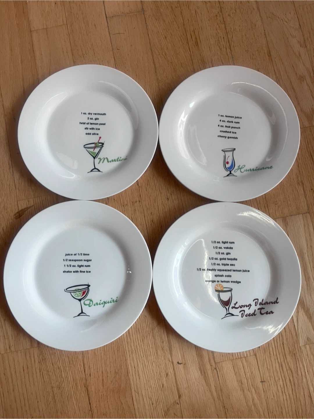 Fun Cocktail Recipe Plates (Set of 4)