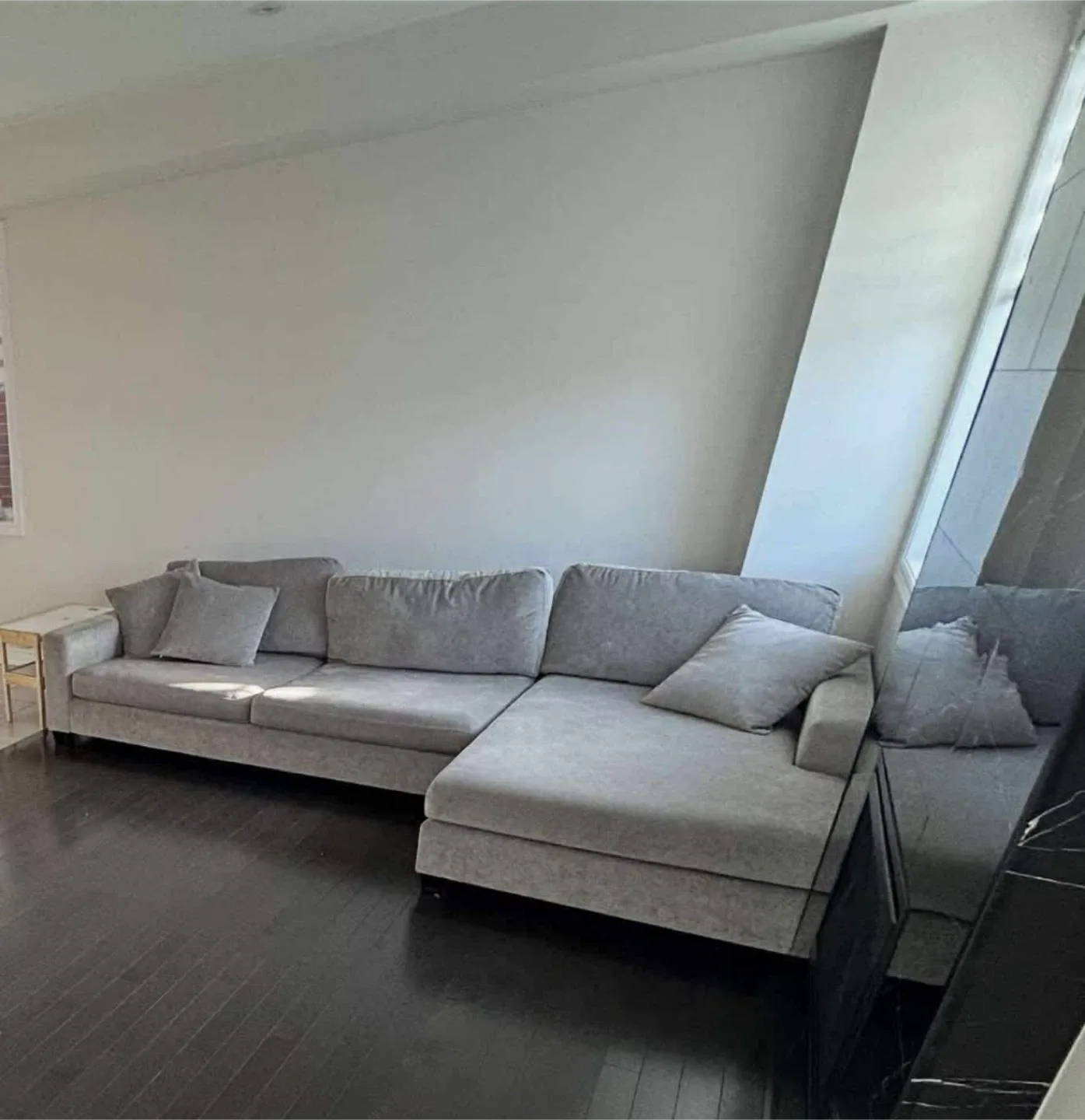 Grey Sectional Sofa with Pillows image indicator(2)