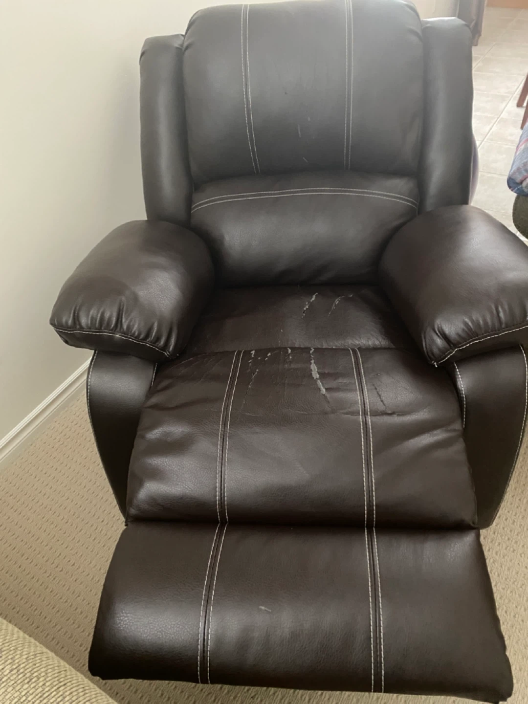Brown Faux Leather Recliner Chair