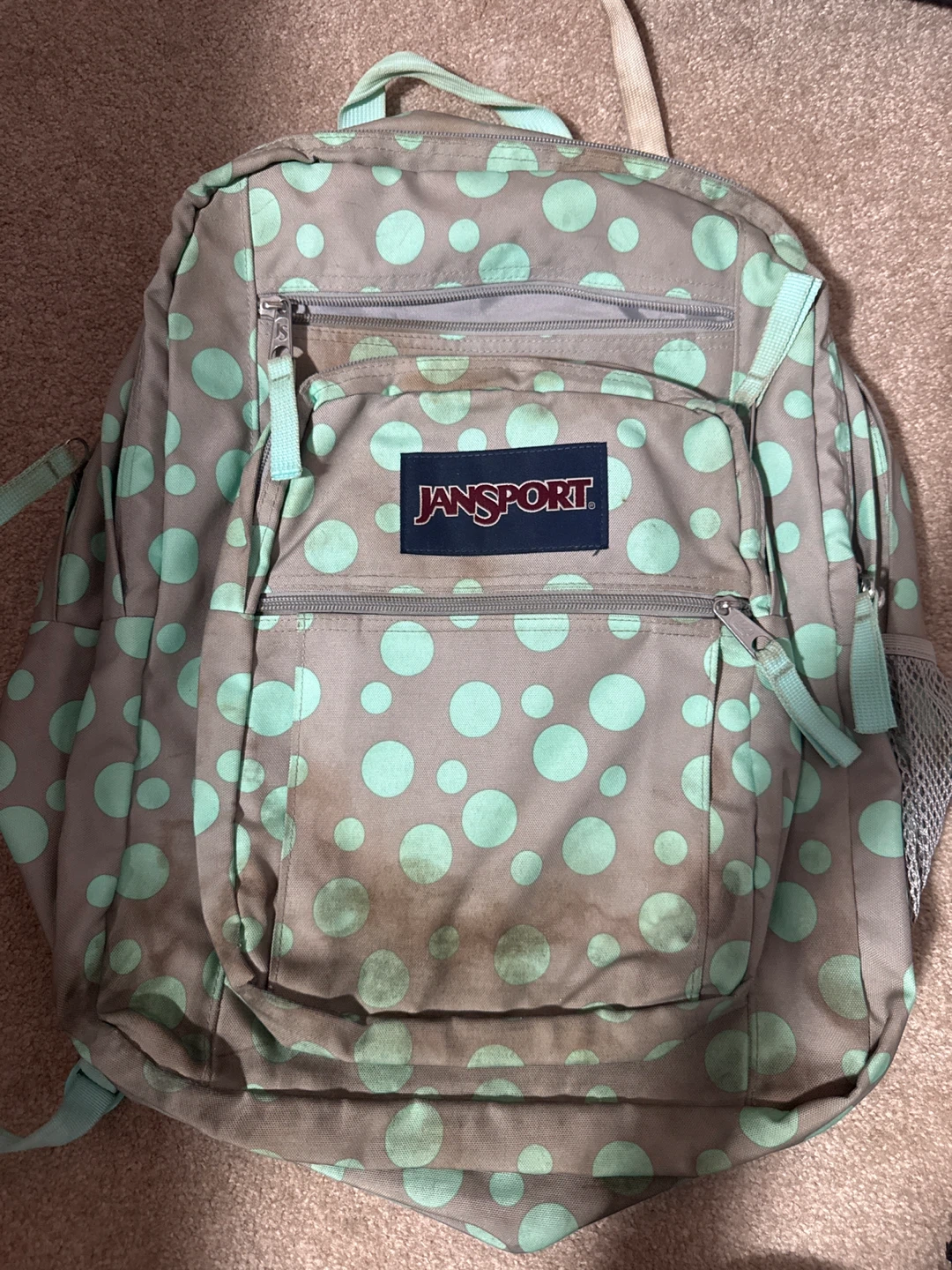 JanSport Backpack - Mint Polka Dot