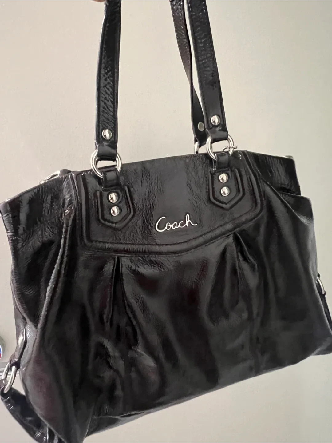 Coach Black Patent Leather Tote Bag thumbnail