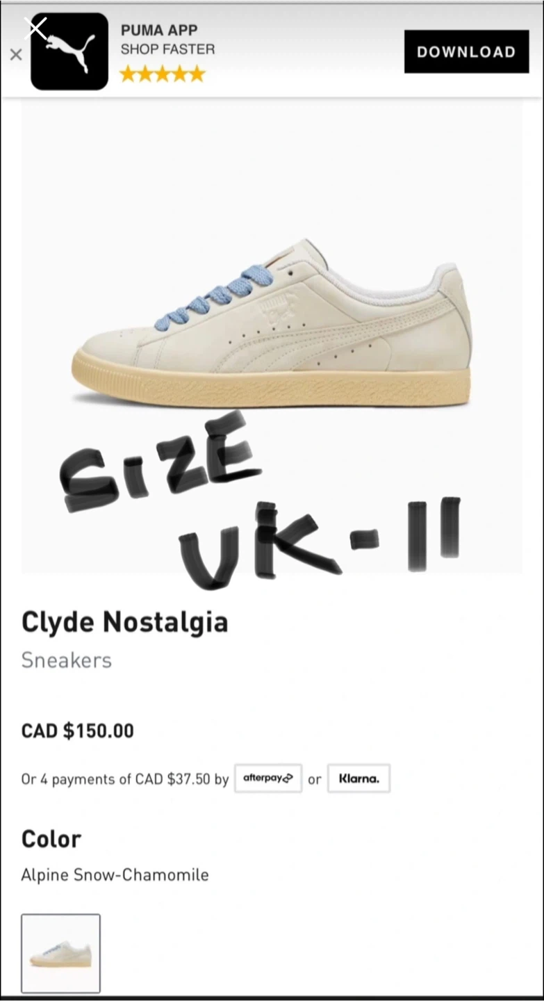 Puma Clyde Nostalgia Sneakers, Size UK 11 - photo 2