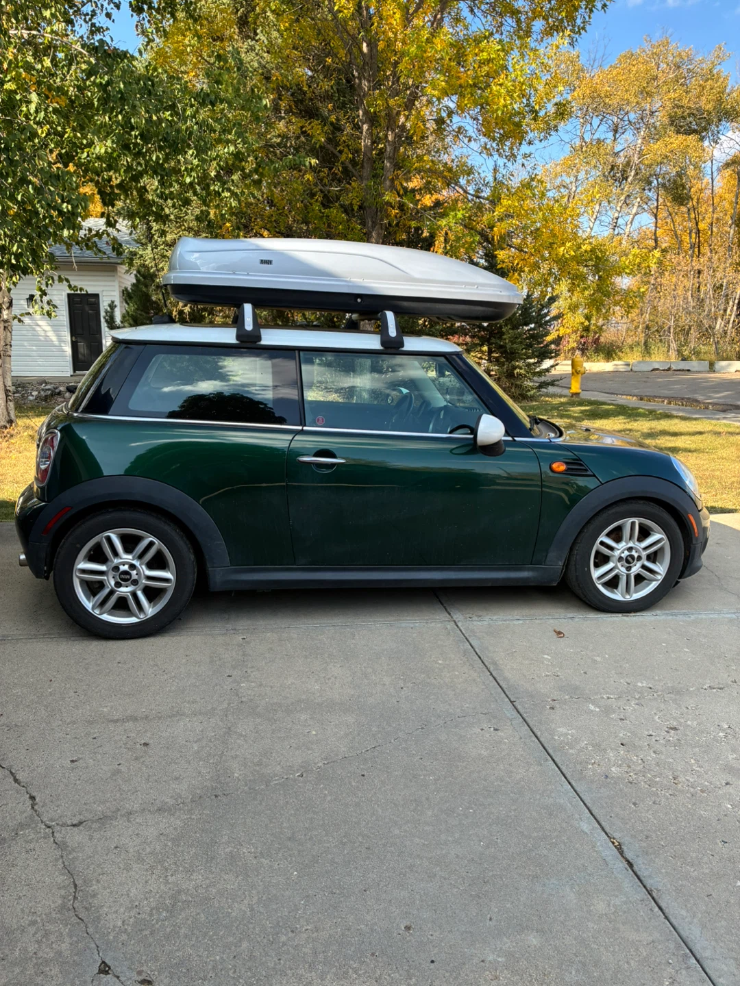 Mini Cooper w/ Roof Cargo Carrier