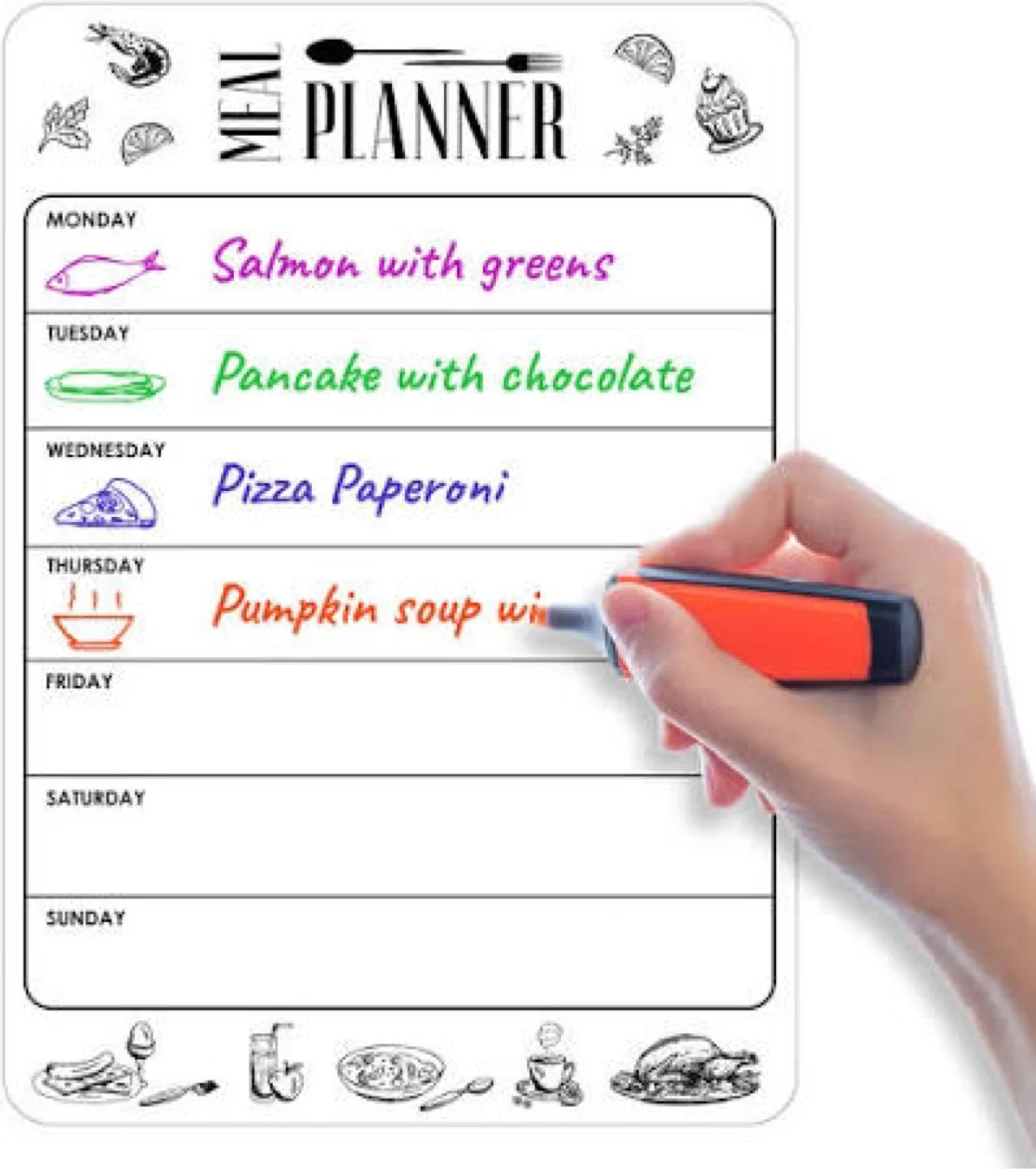 Magnetic meal planner dry erase board nee image indicator(3)